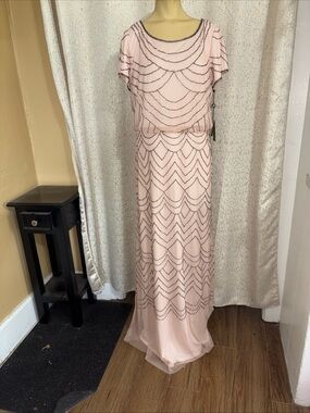 Adrianna Papell blouson beaded mesh gown, size 12